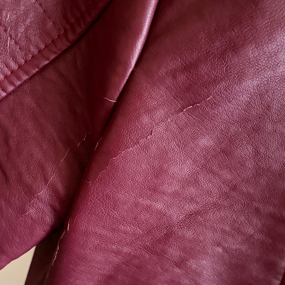 Ashley By 26 International Women's Deep Red Leather Jacket - Picture 4 of 7